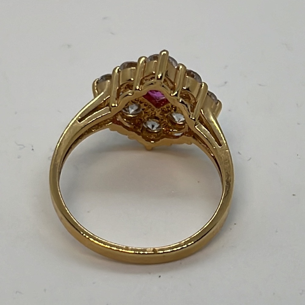 Ruby And Cz Vermeil Ring Size 10 - image 6